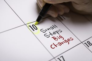 small steps Big Changes on a calendar